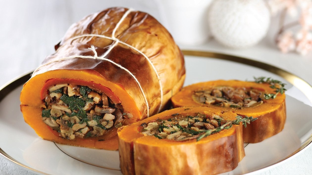 Stuffed and Roasted Butternut with Red Feta Cream – - Recipe