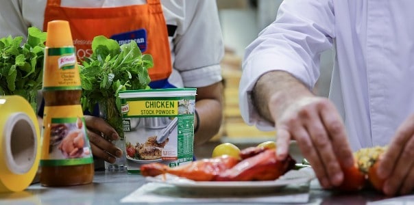 chef preparing food using Knorr seasoning  chef preparing food using Knorr seasoning