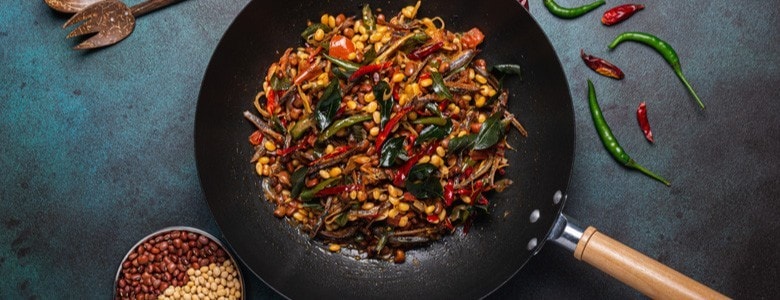 A dish of Chilli Tempered Soybeans, Cow Peas and Dried Sprats A dish of Chilli Tempered Soybeans, Cow Peas and Dried Sprats