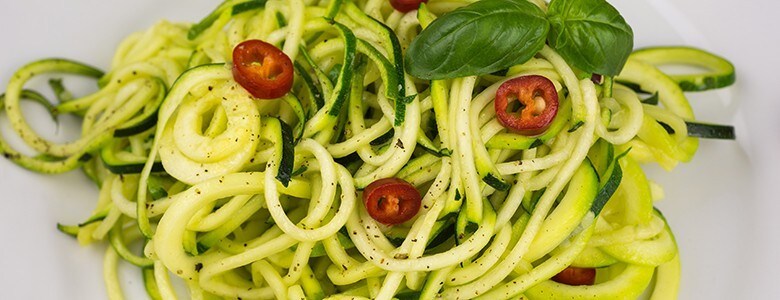 Dish of spiralized vegetables Dish of spiralized vegetables
