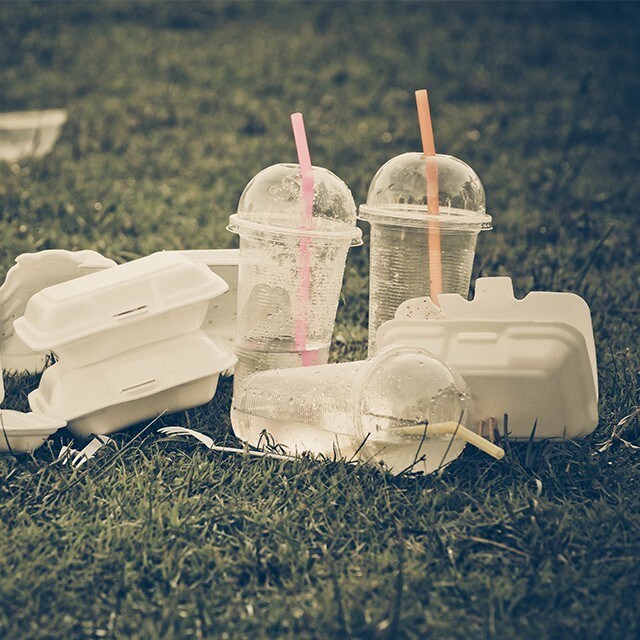 empty plastic cups and takeaway boxes empty plastic cups and takeaway boxes