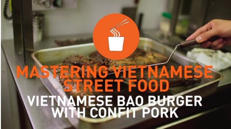 Mastering Vietnamese street food. Vietnamese bao burger with confit pork