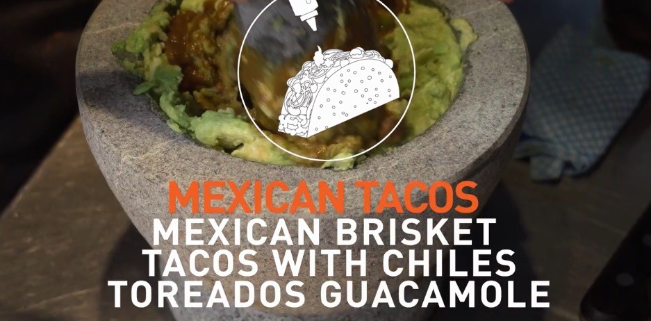 Mexican brisket tacos with toreados guacomole