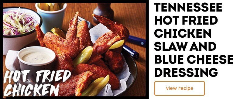 Tennessee hot fried chicken slaw with blue cheese dressing Tennessee hot fried chicken slaw with blue cheese dressing