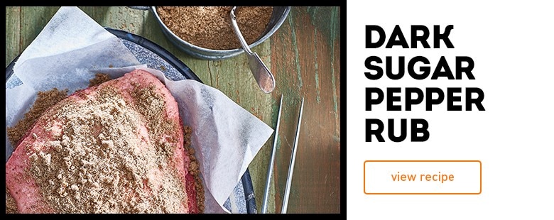 Brisket in a dark sugar pepper rub
