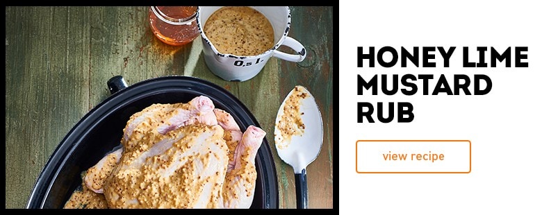 Cooked chicken in a honey lime mustard sauce