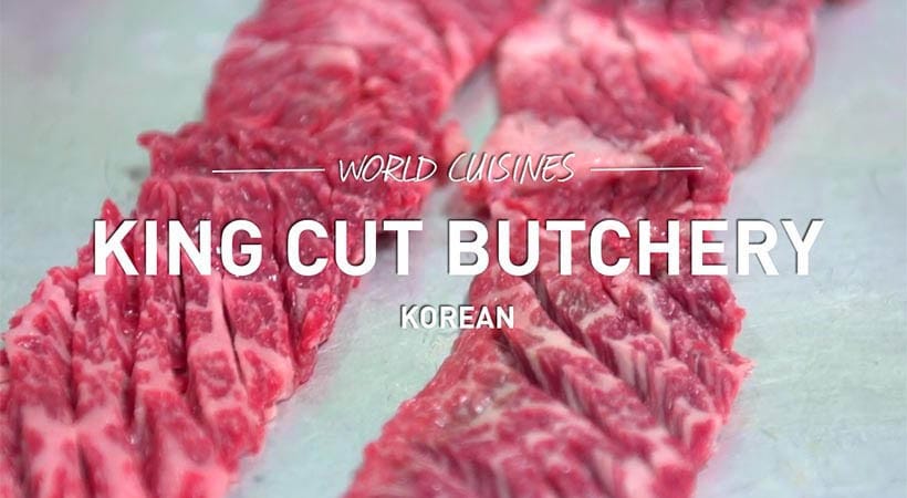 Raw meat being prepared for Korean dish