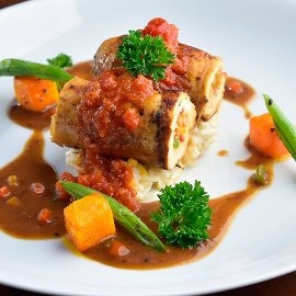 Seared Chicken and Vegetable Roulade by Chef Pradeep Srimal Seared Chicken and Vegetable Roulade by Chef Pradeep Srimal