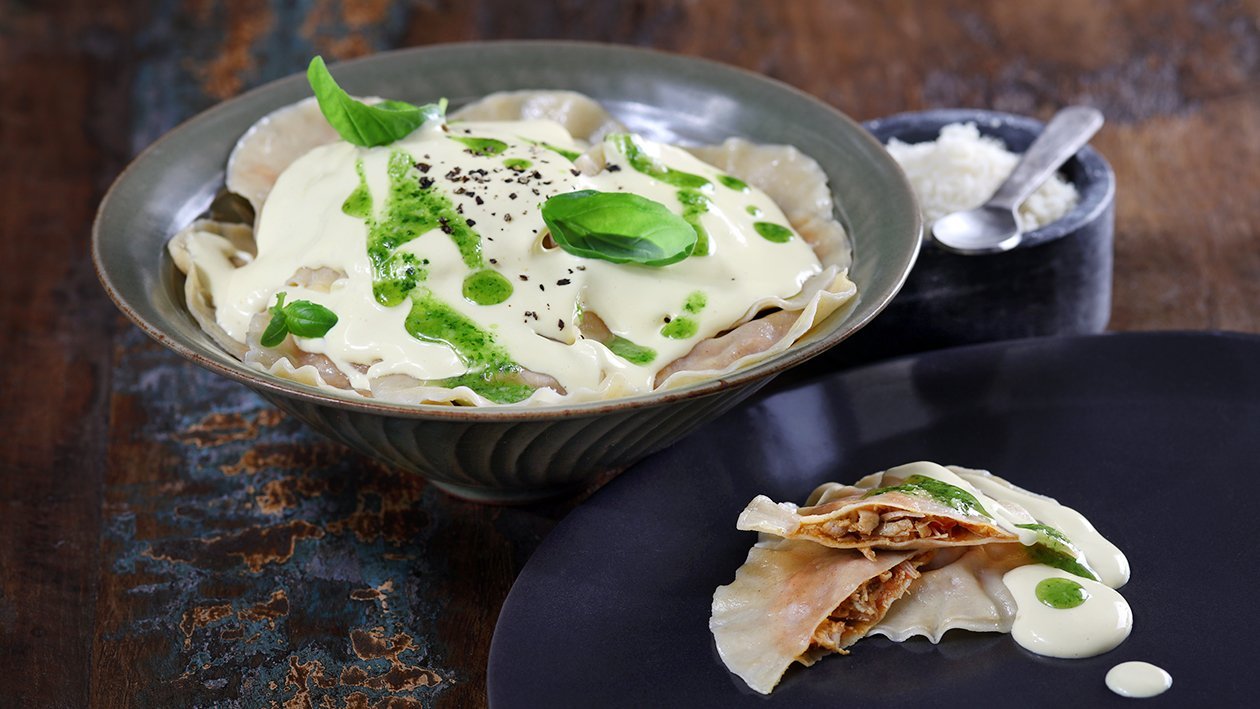 Chicken Curry Raviolis with Coriander Pesto – - Recipe