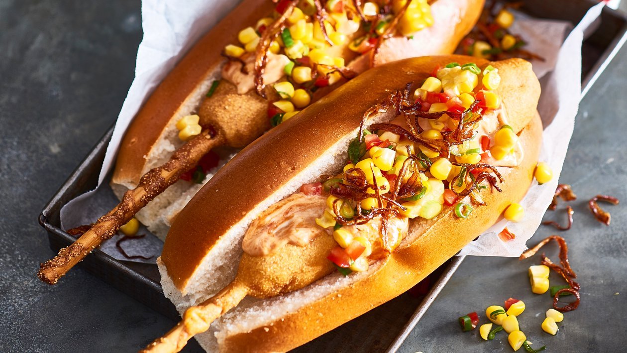 Chipotle Corn Dawgs, Salsa and Tobacco Onions – - Recipe