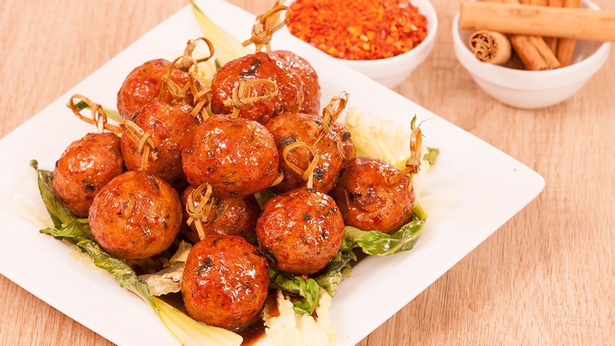 Fried Chicken Meatballs with Asian Glaze