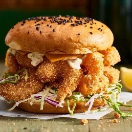 Popcorn Prawn Rolls with Jalapeno Mayo Popcorn Prawn Rolls with Jalapeno Mayo