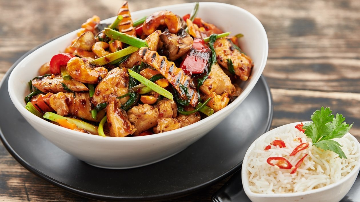 Stir Fried Chilli Chicken and Spinach with Cashew Nuts – - Recipe
