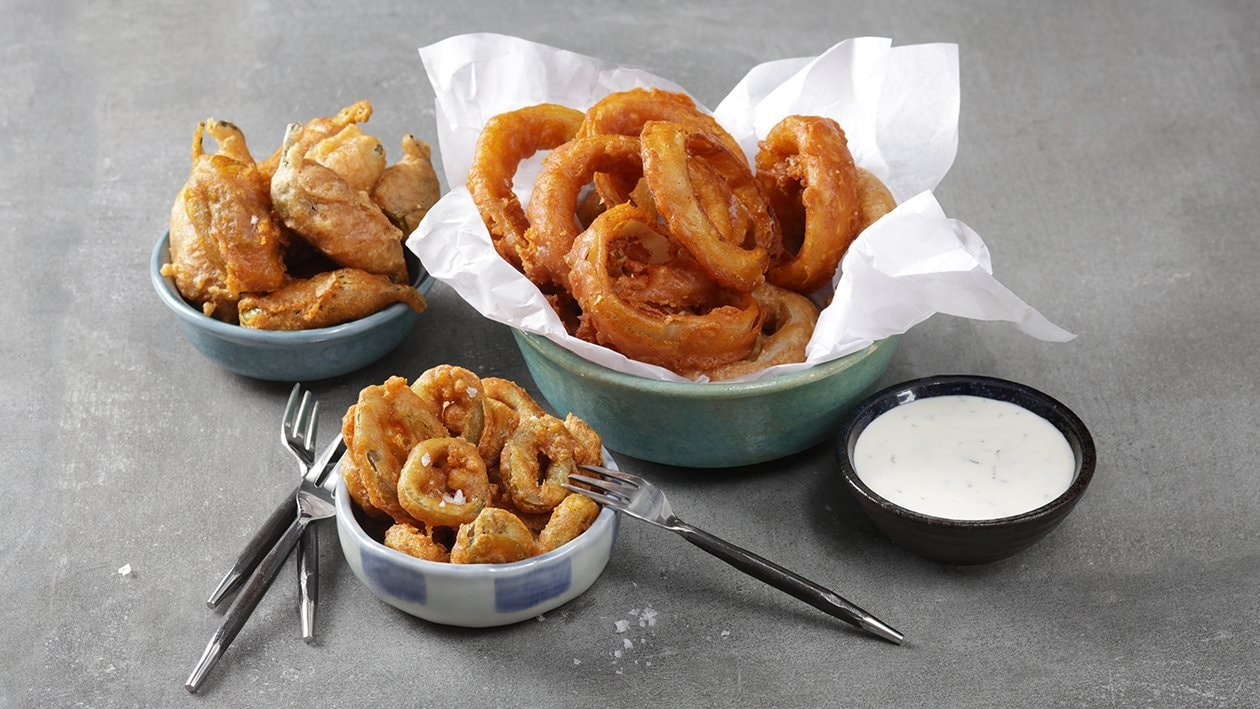 Batter Fried Onions & Jalapeño with Mint Dip – - Recipe